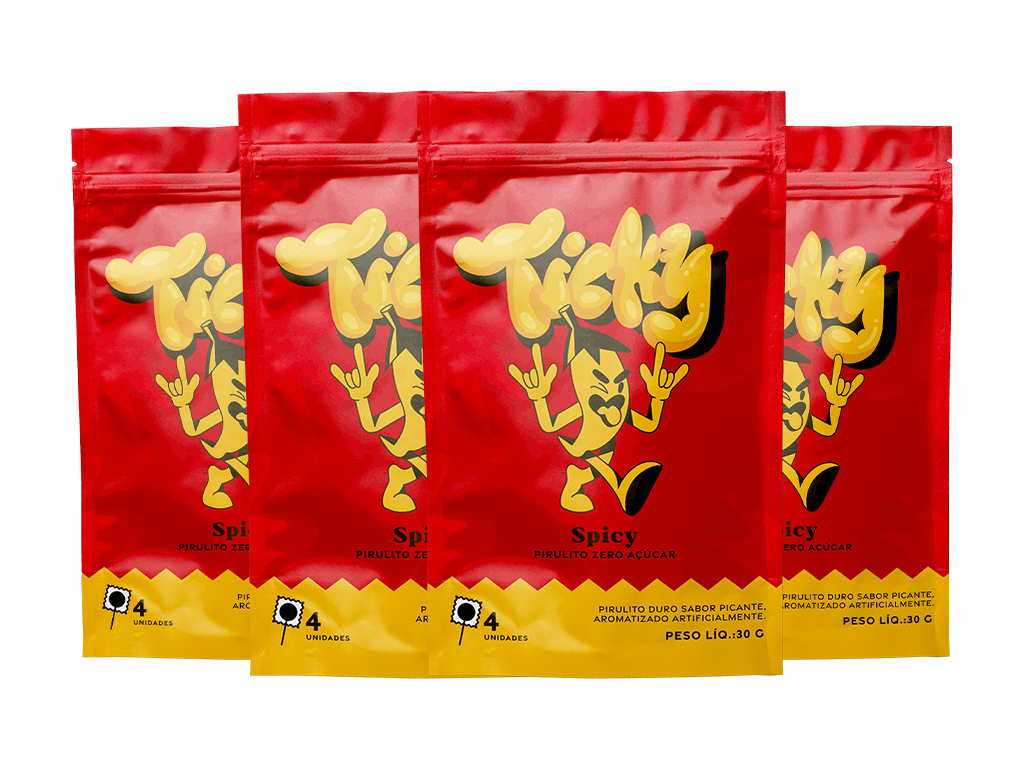 Pirulito Zero Açúcar - Sabor Spicy - Pack 4 Pouches (16 Unidades)